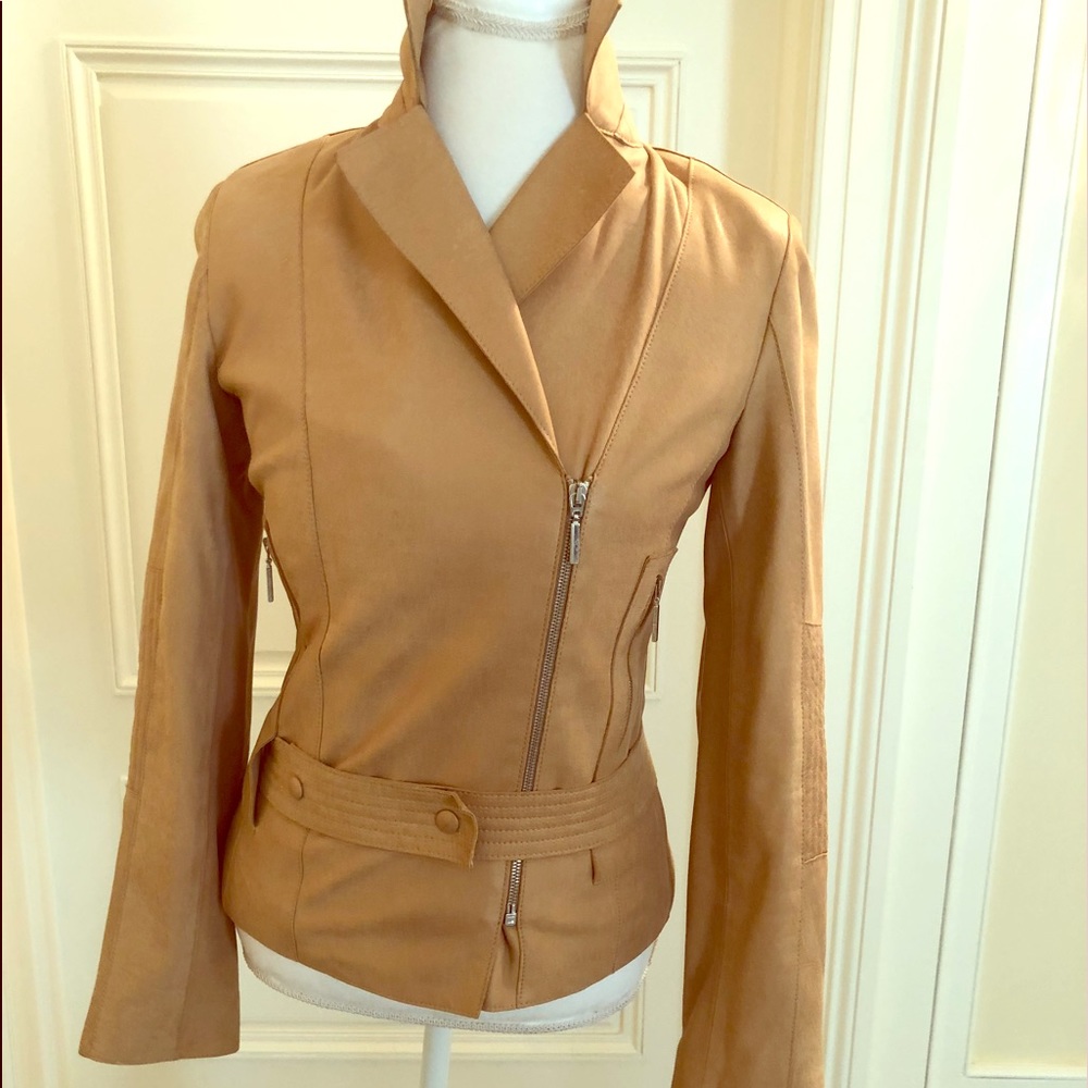 ADRIENNE VITTADINI:  Tan/Camel Leather Jacket.